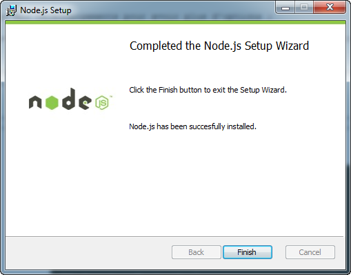 Sau vài giây hoàn tất quá trình cài đặt nodejs trên windows